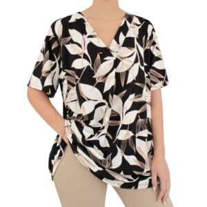 Blusa decote V folhas