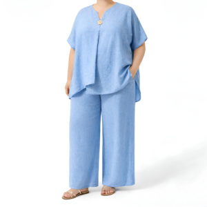 Conjunto efeito linho c/alfinete