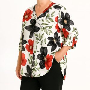 Túnica decote V floral
