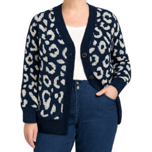 Cardigan malha leopardo