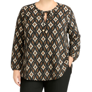 Blusa padrão geométrico c/ laço