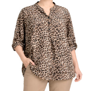 Túnica gola padre leopardo