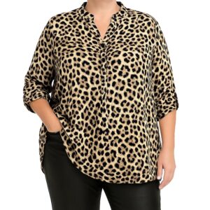 Túnica gola padre leopardo