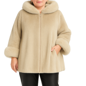 Casaco pêlo gola/punhos felpudos