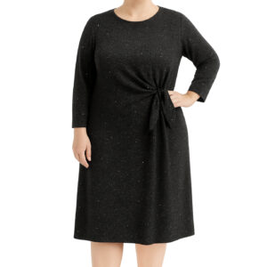 Vestido lamé drapeado c/ nó