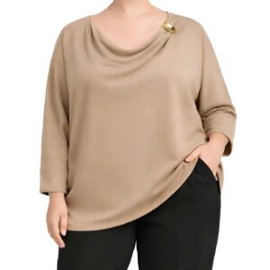 Blusa decote drapeado c/ alfinete