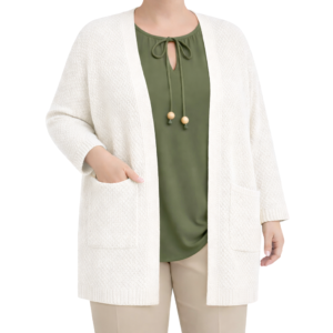 Casaco malha aberta c/ bolsos