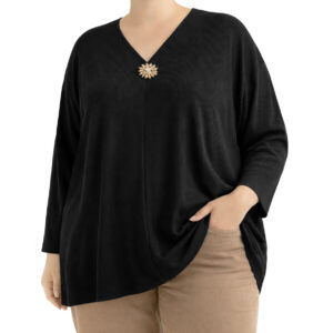 Camisola malha plissada c/ alfinete