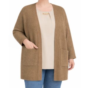 Casaco malha aberta c/ bolsos