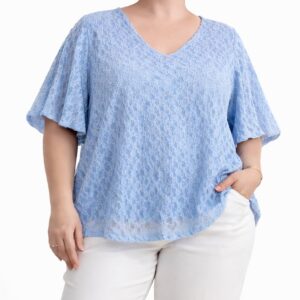 Blusa renda manga estruturada