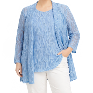 Conjunto casaco e blusa rendados