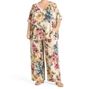 Conjunto tipo linho florido