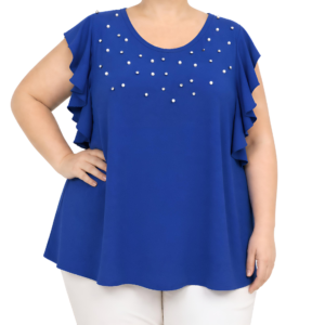 Blusa aplicações de pérolas