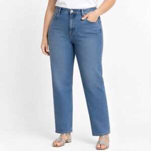 Calça de ganga modeladora c/ strass