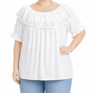 Blusa folho c/ bordado inglês