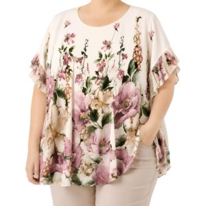 Blusa floral manga plissada