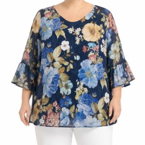 Blusa florida folhos