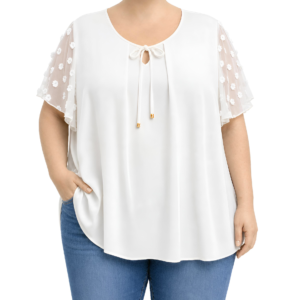 Blusa laço mangas transparentes