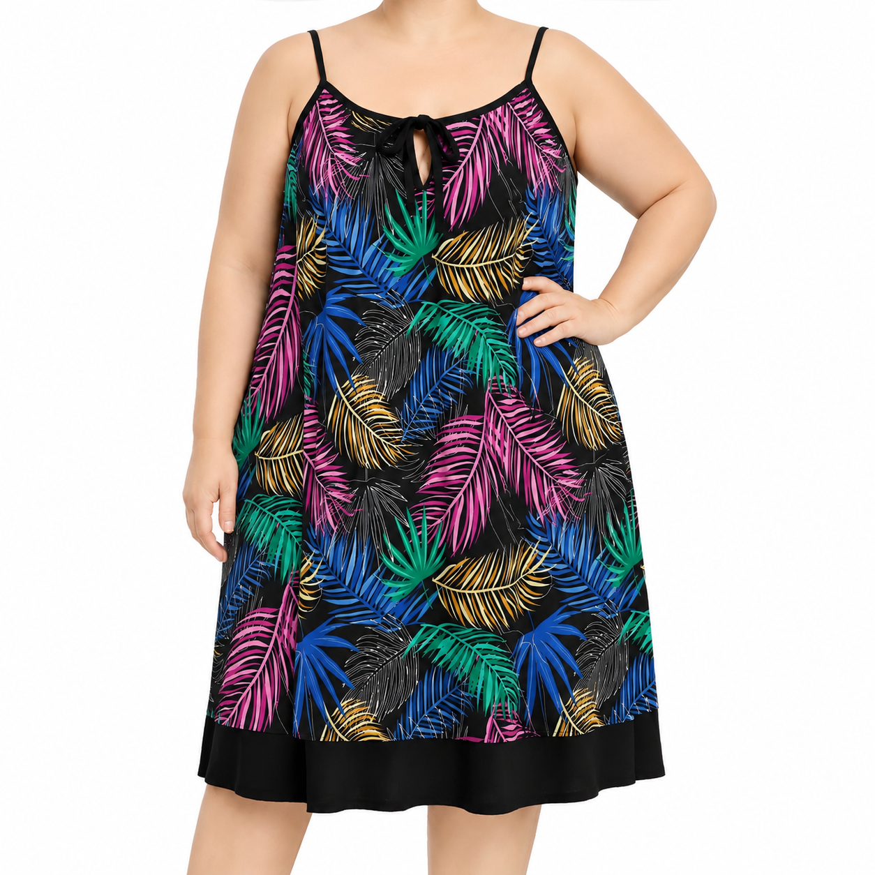 Vestido padrão folhas c/ alça