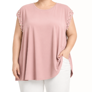 Blusa cavada detalhes pérolas