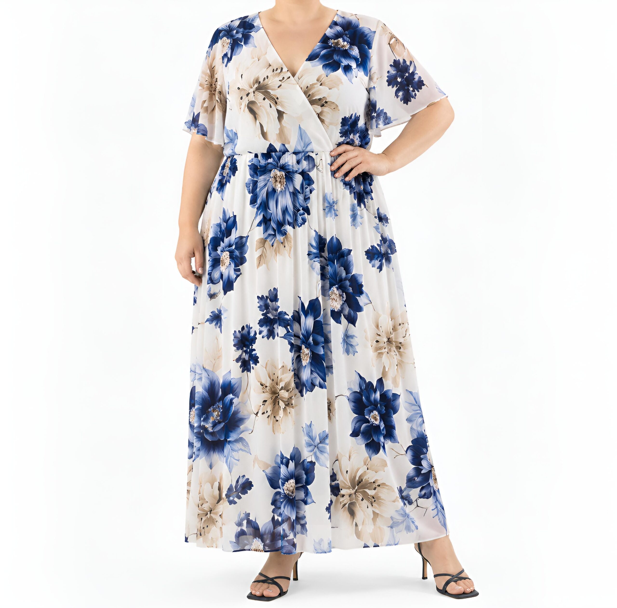 Vestido festa longo floral