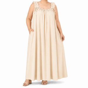 Vestido longo alças em folho