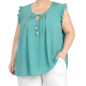 Blusa cavada c/lágrima e folho
