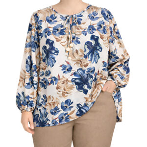 Blusa florida c/laço e lágrima