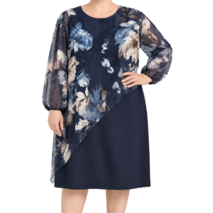 Vestido sobreposição estampada