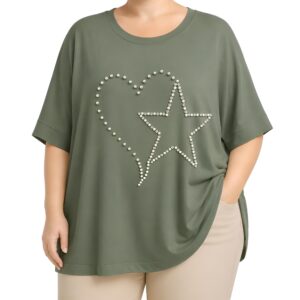 Blusa aplicações de strass e pérolas