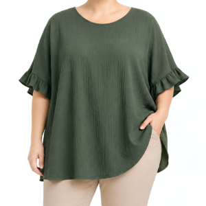 Blusa folhos texturada