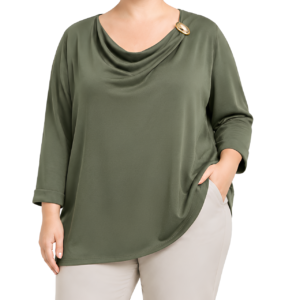 Blusa drapeada c/alfinete