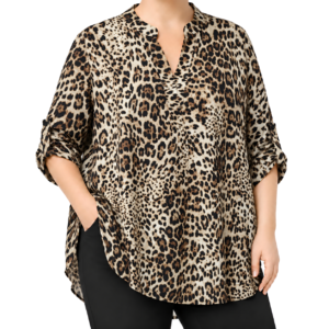 Túnica gola padre leopardo