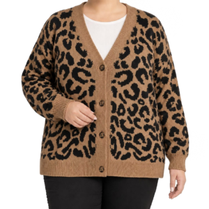 Cardigan malha leopardo