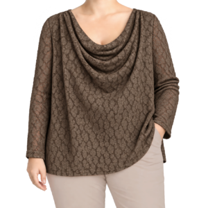 Blusa renda decote drapeado