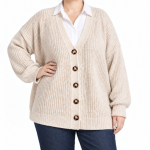 Cardigan malha decote V