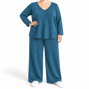 Conjunto em malha decote V