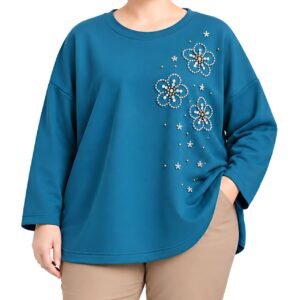 Camisola flores em strass